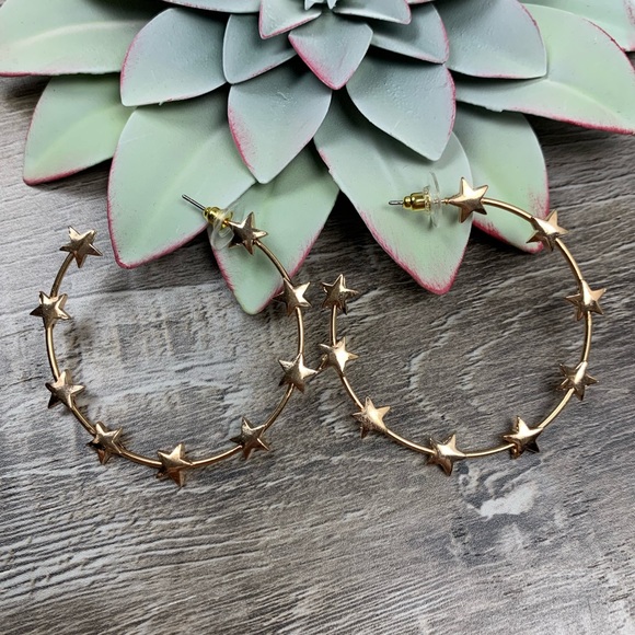 Jewelry - Made Of Stars Hoop Earrings - Gold